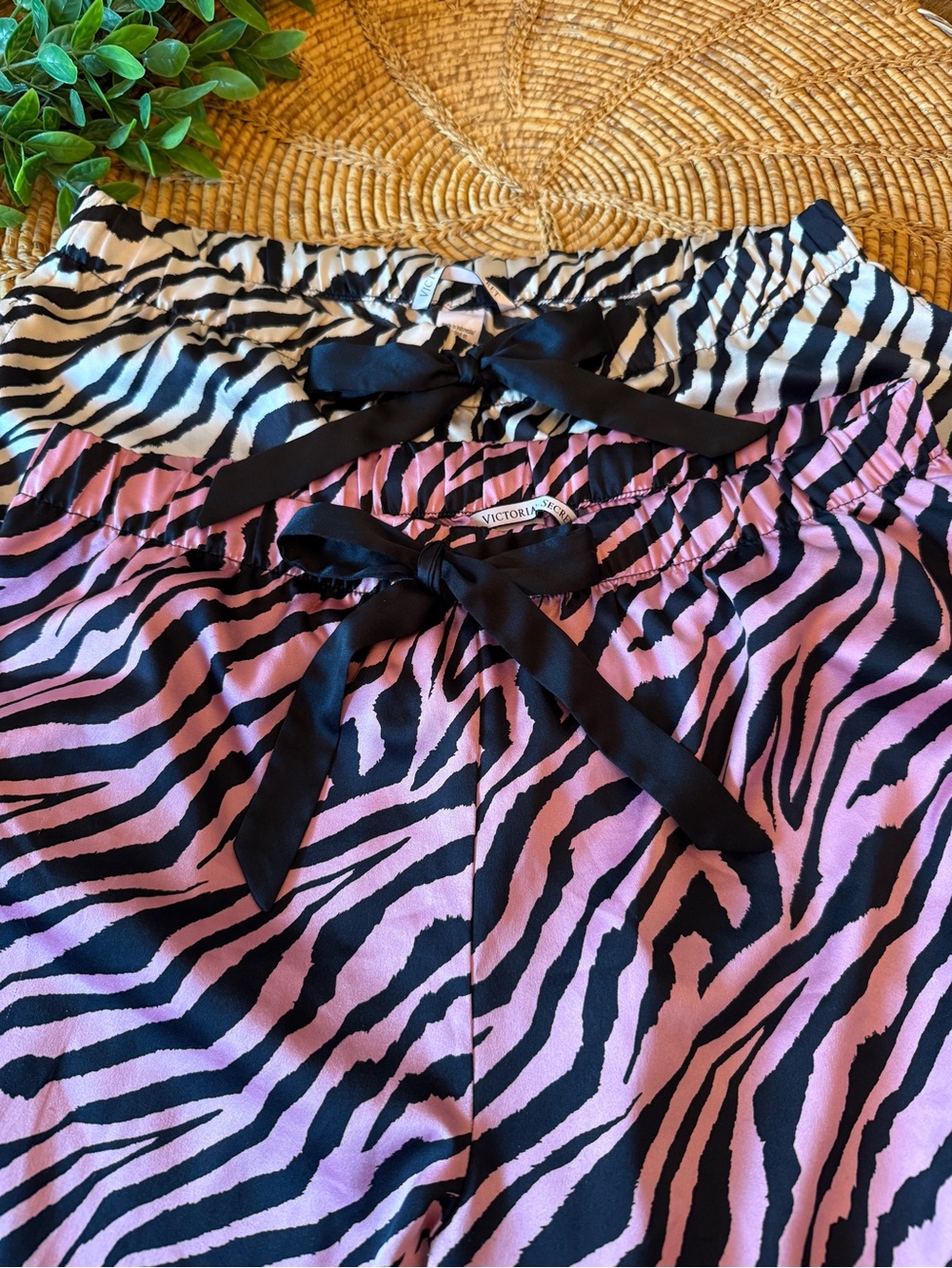 Victoria's Secret 2 Piece PJ Pants in Satin Zebra with Drawstring Tie